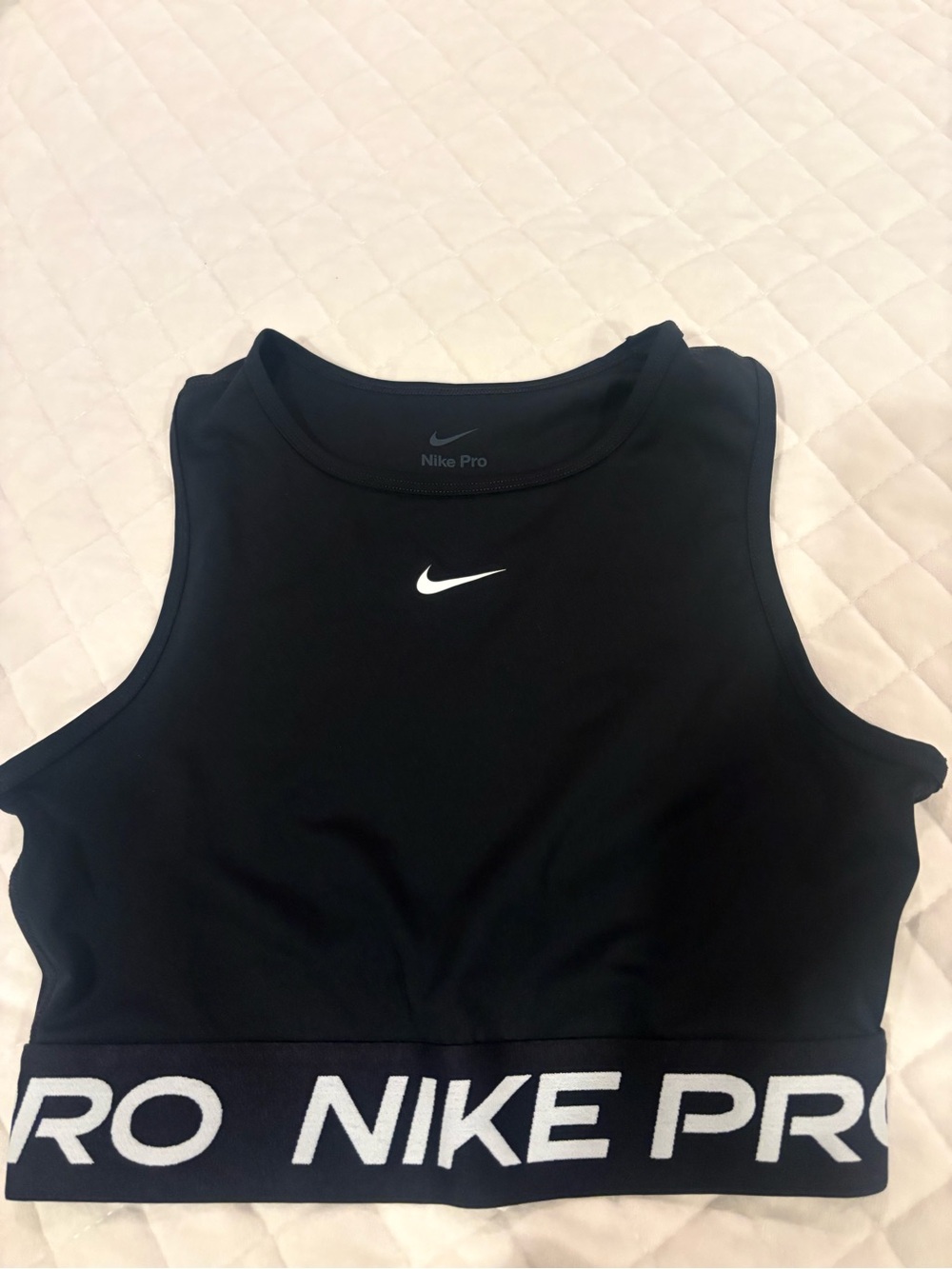 Nike Black Pro Crop Tank with Branded Elastic Band